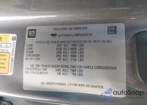 2021 Cadillac Escalade 4Wd Luxury из США, поврежденный, VIN 1GYS4AKL2MR424219